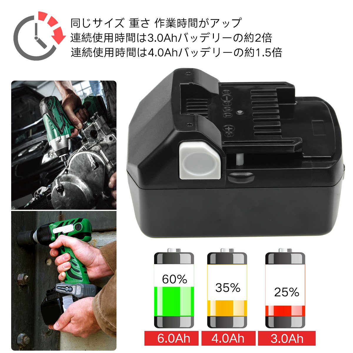 Bsl1460b 6000mah Bsl1460b ２個セット 日立 14 4v 6 0ah 6000mah 日立工機 Hikoki互換バッテリー 日立工機 Li Ion リチウムイオン インパクトドライバー 電動工具 ハンディー掃除機 コードレス掃除機 クリーナー交換用電池 純正充電器対応 Tanachii Shop 店故障診断 Led