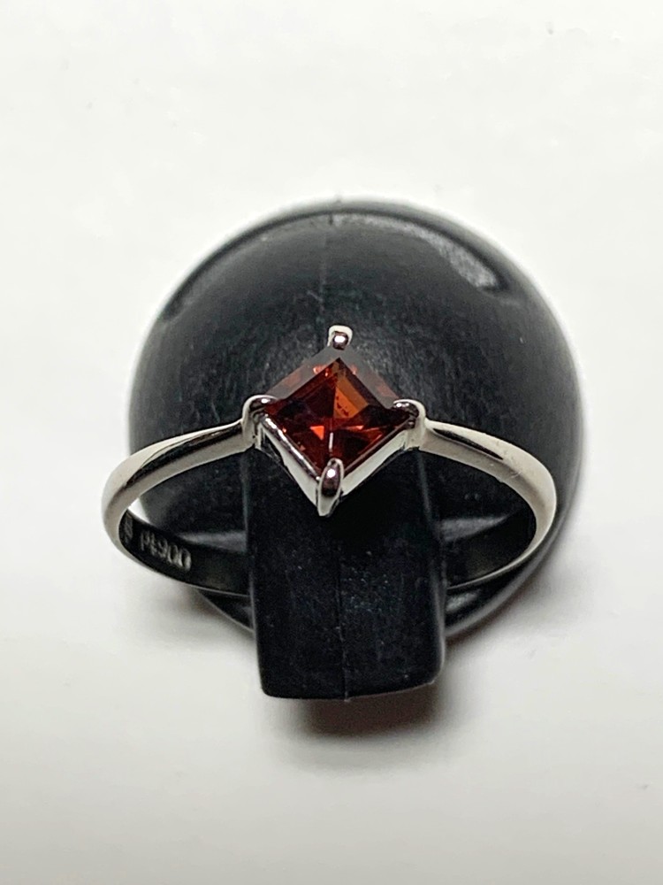 【送料無料】 Pt900 リング ガーネット 【 工房手作り 】 #377 指輪　スクエアカット　garnet 32,500円