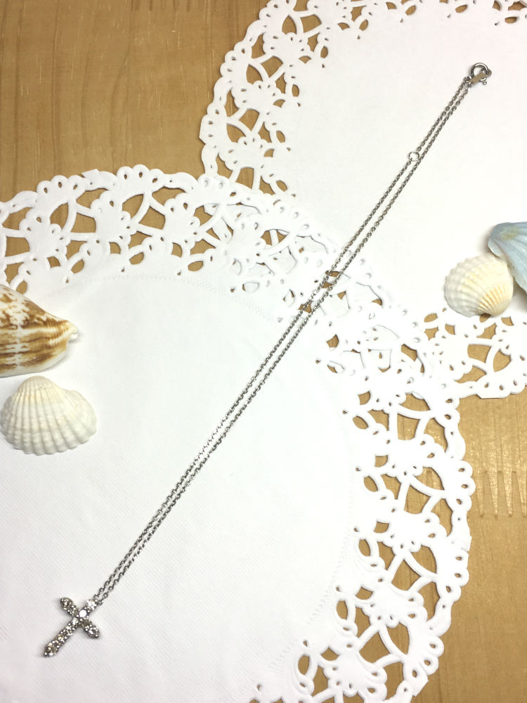 【送料無料】 ダイヤモンド プラチナ クロスモチーフ Pt900 ペンダント Pt850 チェーン #151 十字架 ダイヤ Diamond 豪華｜田中貴金属　レガロ