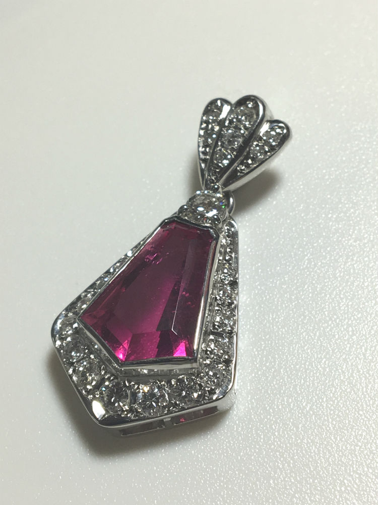 【送料無料】 Pt900 トルマリン ダイヤモンド ペンダントトップ ペントップ #288 Tourmaline 電気石 ダイヤ Diamond 豪華 華やか 綺麗 特別価格