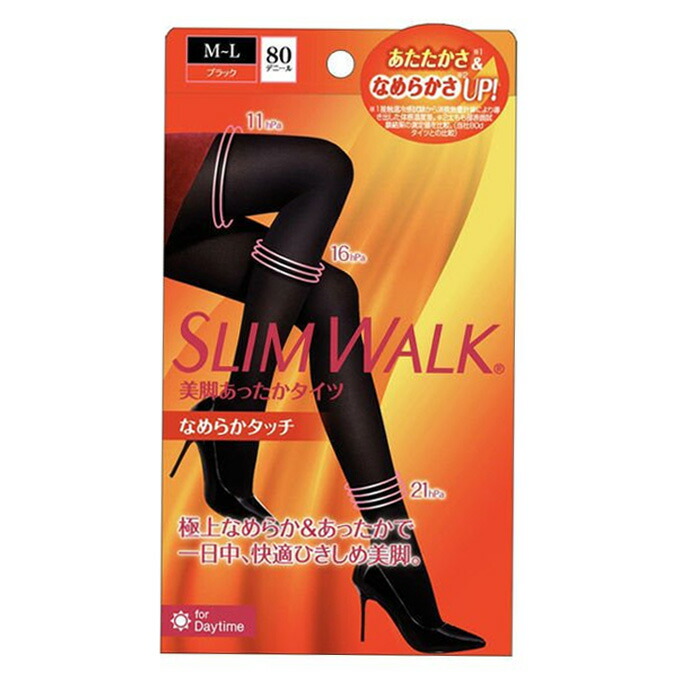 話題の人気 スリムウォーク Slimwalk タイツ 着圧 美脚あったかタイツ なめらかタッチ 発熱 あったか