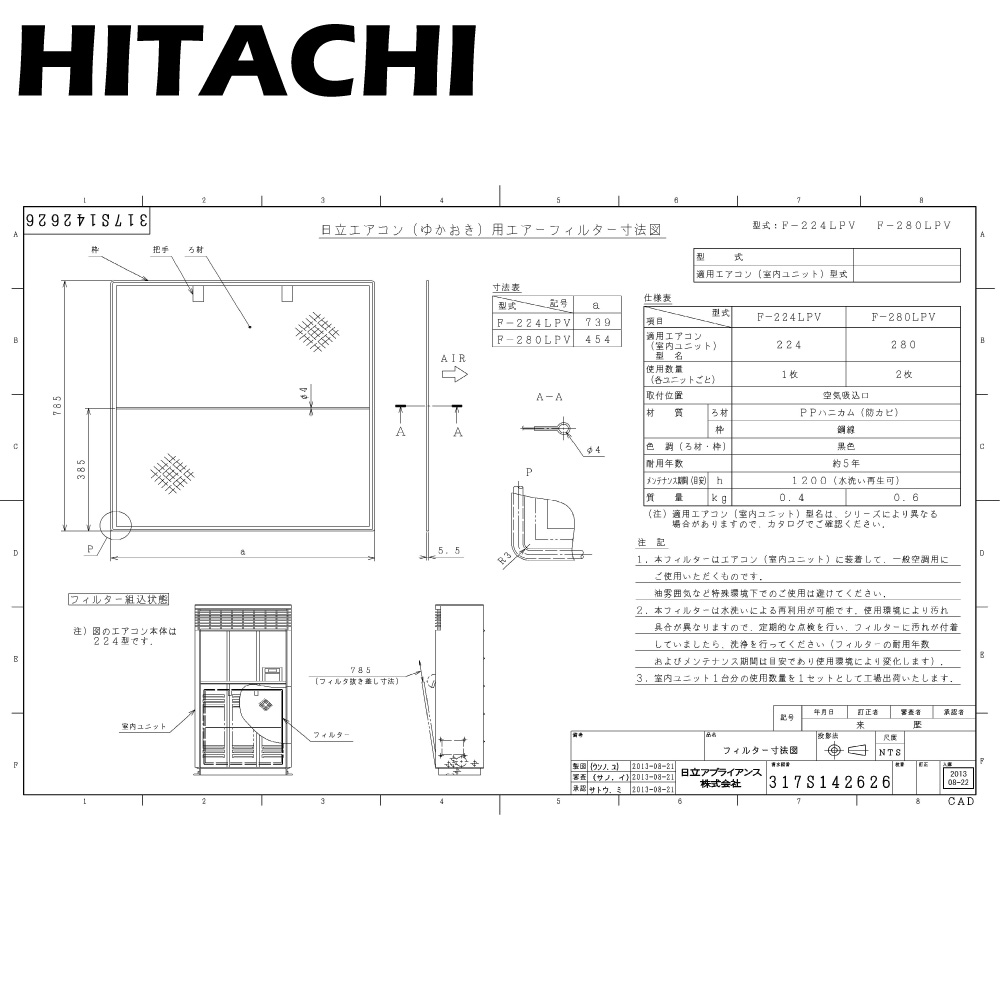 【楽天市場】【地域に拠りあす楽 在庫あり】日立 F-140CK (天吊厨房・ RPCK-AP140K用) : ｵｲﾙﾐｽﾄﾌｨﾙﾀｰ交換用ろ材∴ :  たね葉