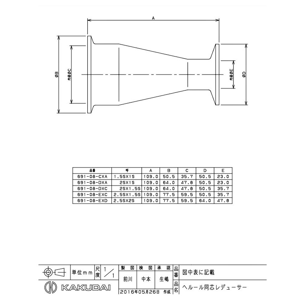【楽天市場】KAKUDAI ﾍﾙｰﾙ同芯ﾚﾃﾞｭｰｻｰ//2S×1S691 -08-D×A R02従∴2021掲載ｶﾀﾛｸﾞ頁 475