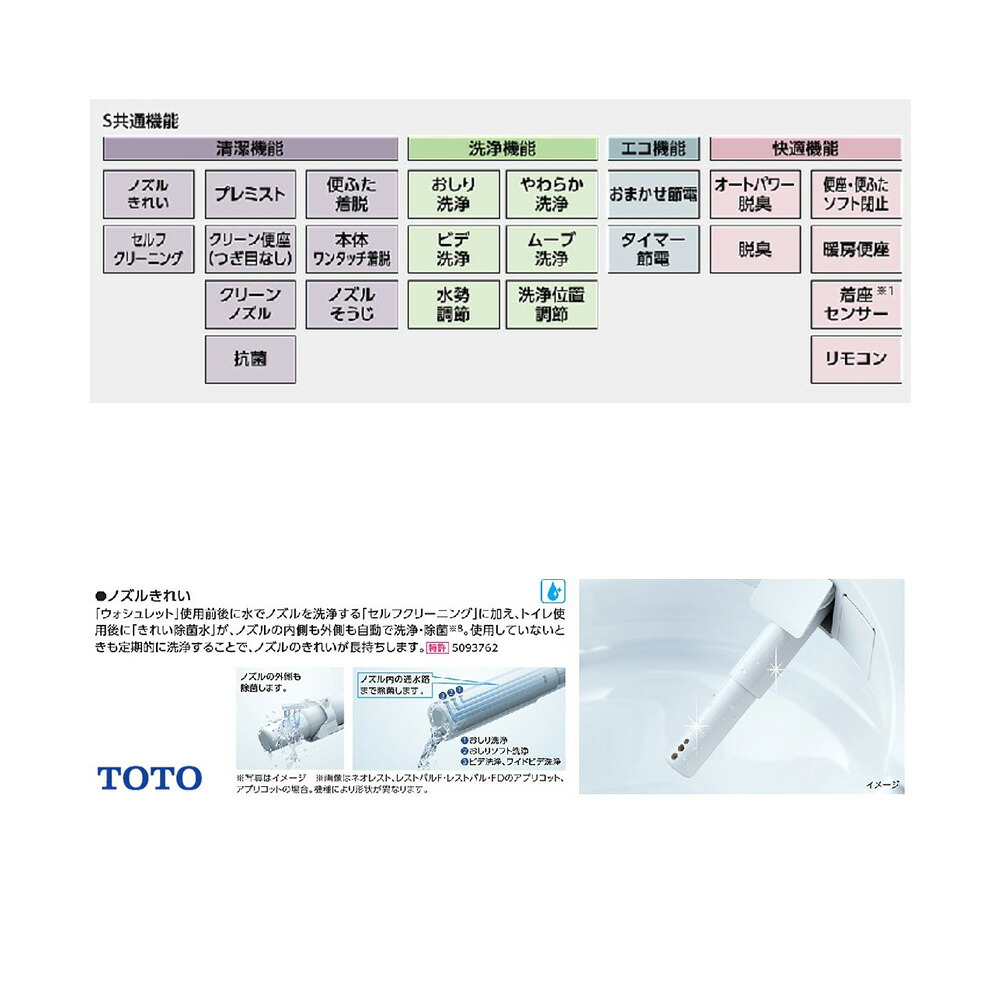 TOTO ｳｫｼｭﾚｯﾄ S1A (ﾘﾓｺﾝ付)・弁蓋無し仕様 #SC1 着脱部金属:TCF6543AKP