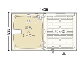 ⊥･ﾊﾏﾈﾂ FS2-20RB   湯ぶね付 : 露天ｼｬﾜｰﾕﾆｯﾄ FS2  間仕切りｶｰﾃﾝ ∴