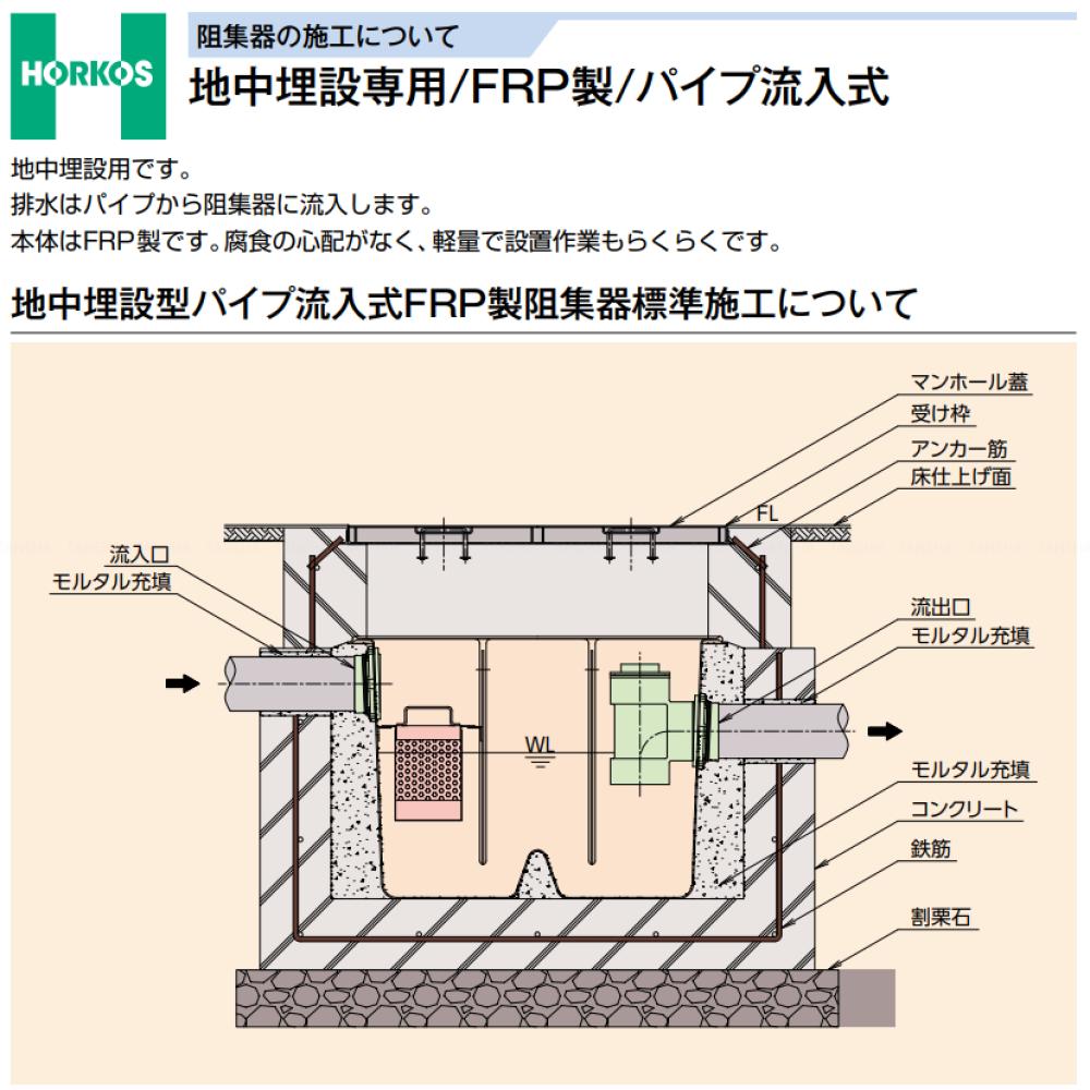 ﾎｰｺｽ FRPｵｲﾙﾄﾗｯﾌﾟ ﾊﾟｲﾌﾟ流入埋設型 T-14∴ 重荷重 ﾒｯｷ蓋 ﾒｯｷ蓋T-14重耐:KGR-1000P