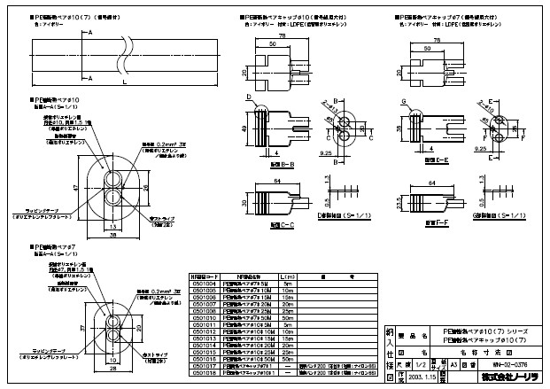 ⊥･ﾉｰﾘﾂ 《0501013》 : PE管断熱ﾍﾟｱ  10x15m ∴
