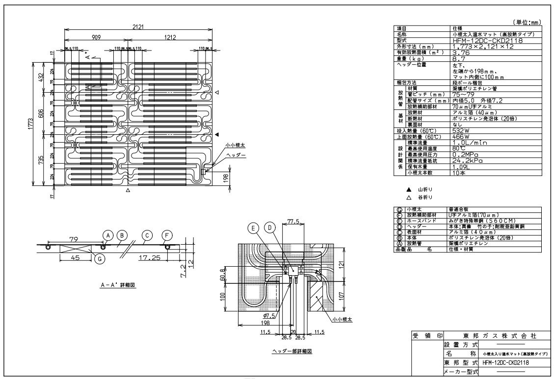 ﾘﾝﾅｲ HFM-12DC-CKD2118ﾏﾂﾄ (26-0765) : 温水ﾏｯﾄ ∴