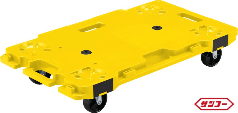 【地域に拠り 在庫あり】三甲 SK-6839-YE 台680x390x125H 荷重120kg 質量2.76kg(x2個入) : 樹脂製平台車 ｻﾝｷｬﾘｰ6839 ｲｴﾛｰ 802462-01∴ｻﾝｺｰ
