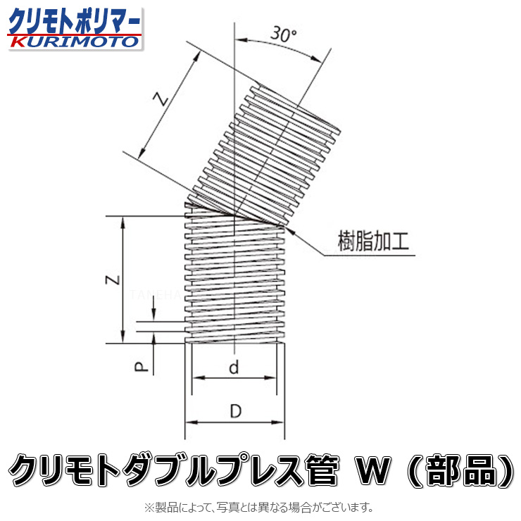 ｸﾘﾓﾄ ﾀﾞﾌﾞﾙﾌﾟﾚｽ管 30ﾟｴﾙﾎﾞ  無孔/有孔兼用 : 30ﾟｴﾙﾎﾞ W 700∴