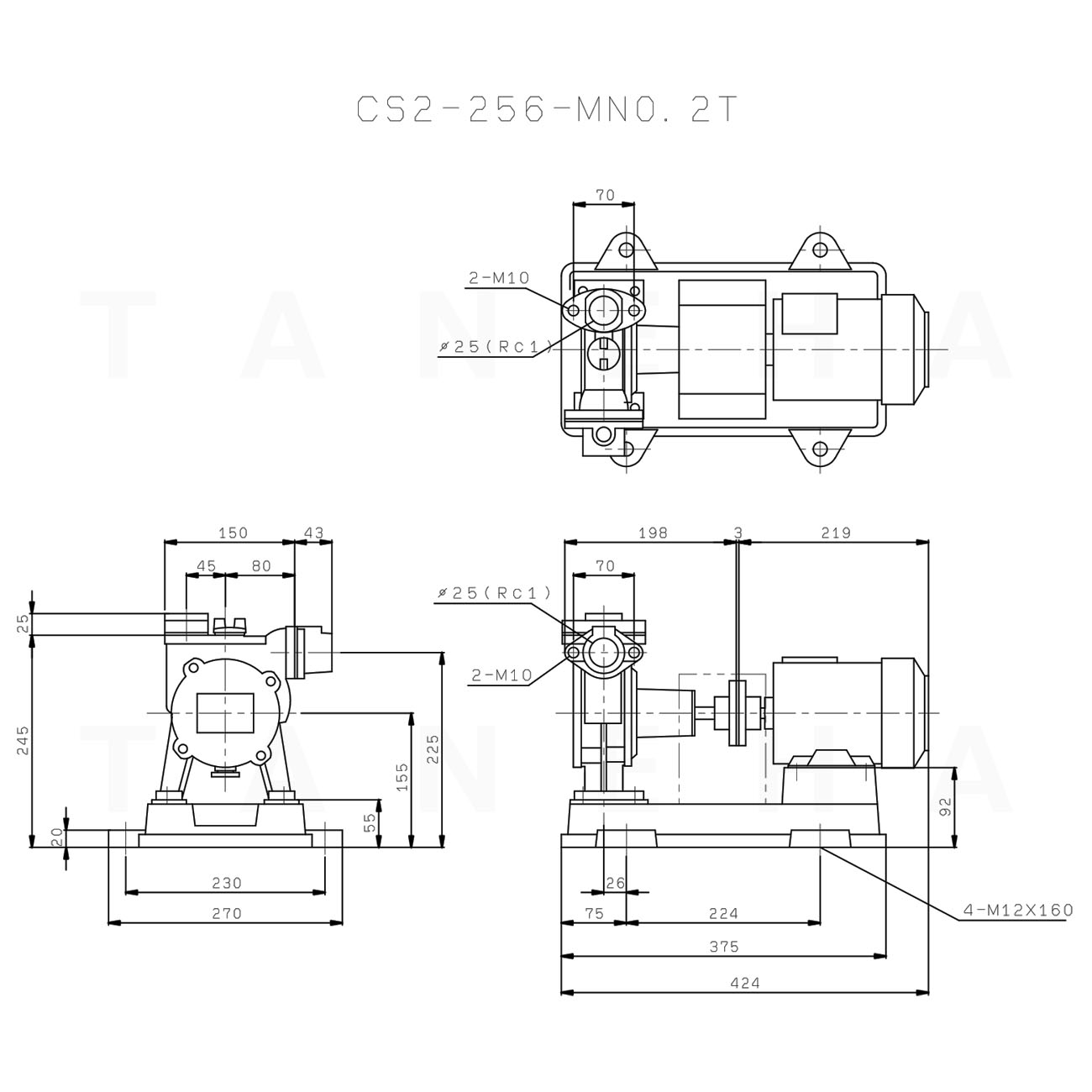 川本ポンプ 自吸カスケードポンプ 4極 CS2形 50Hz CS2-255-M0.4S