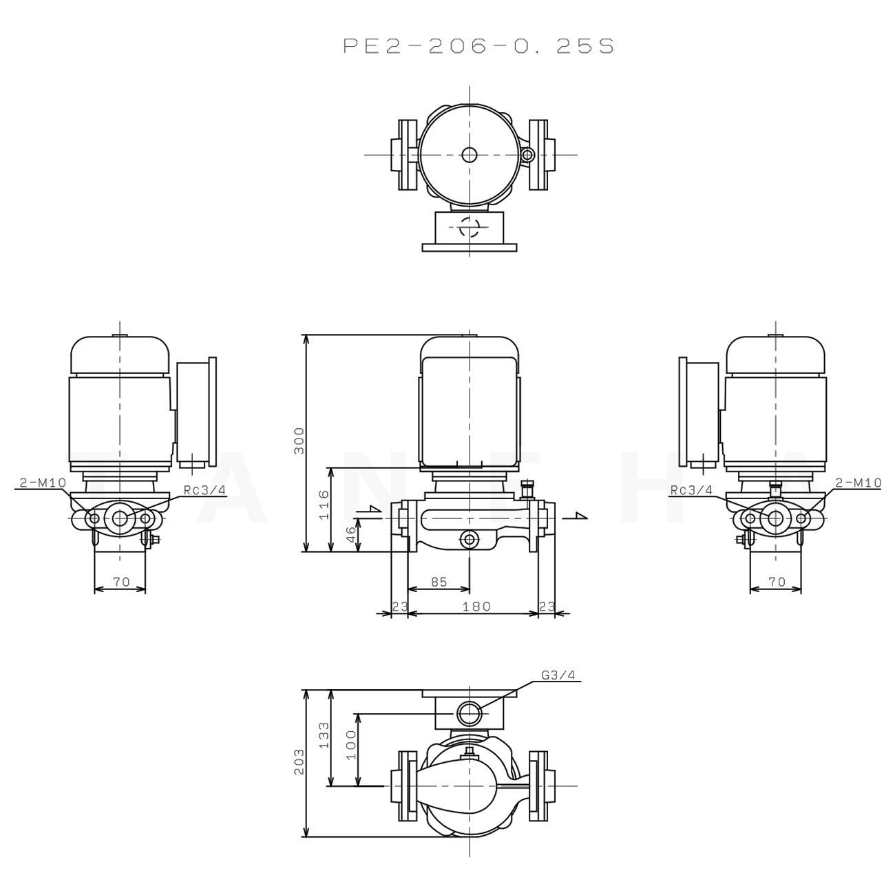 川本ポンプ ラインポンプ PE806E2.2 60HZ/200V 冷水 温水 循環ポンプ 給水ポンプ