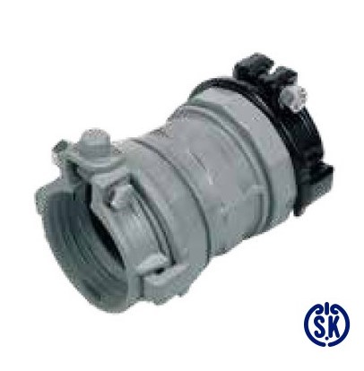 川西水道機器《SKXS75PX75G》SKX 伸縮継手ストップリング付 P x G 用 片落ソケット 中口径 : 75P x 75G (本体 75x 75+灰P75+黒G75)GPV兼∴メカニカル JISポリエチレン 鋼管 配管 継手 ポリパイプ 接手 水道仮設 太陽熱温水器|たね葉