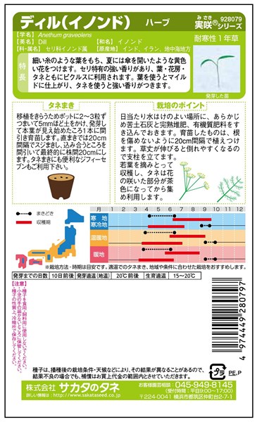 楽天市場 ハーブ 種 ディル サカタのタネ 小袋 採苗本数490本 種兵ネットショッピング
