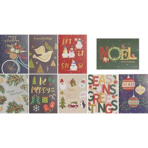 クリスマスカードセット（9枚組、2つ折り、中紙・封筒付き）