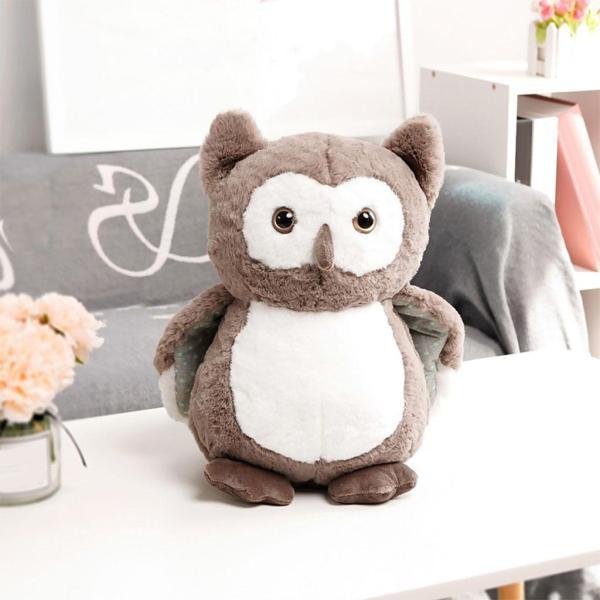 フクロウのぬいぐるみ装飾人形シミュレーションソフトフクロウ子供用ダークグレー40 cm