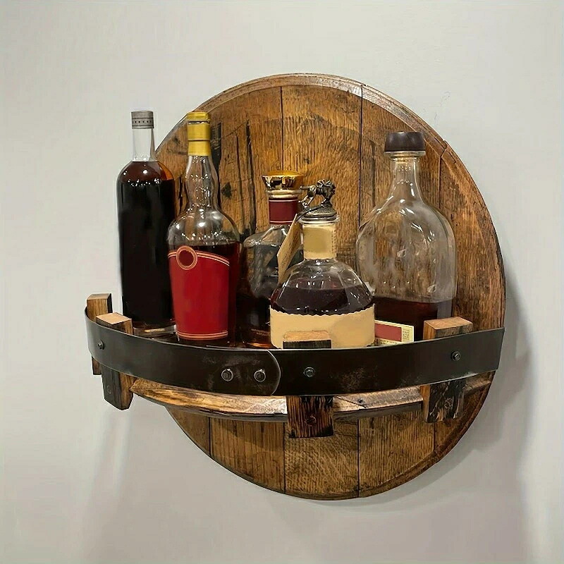 壁掛けディスプレイラック 収納棚 ボトルホルダー 調味料 木製 お酒 ウォールディスプレイ Bar バーカウンター キッチン リビング おしゃれ