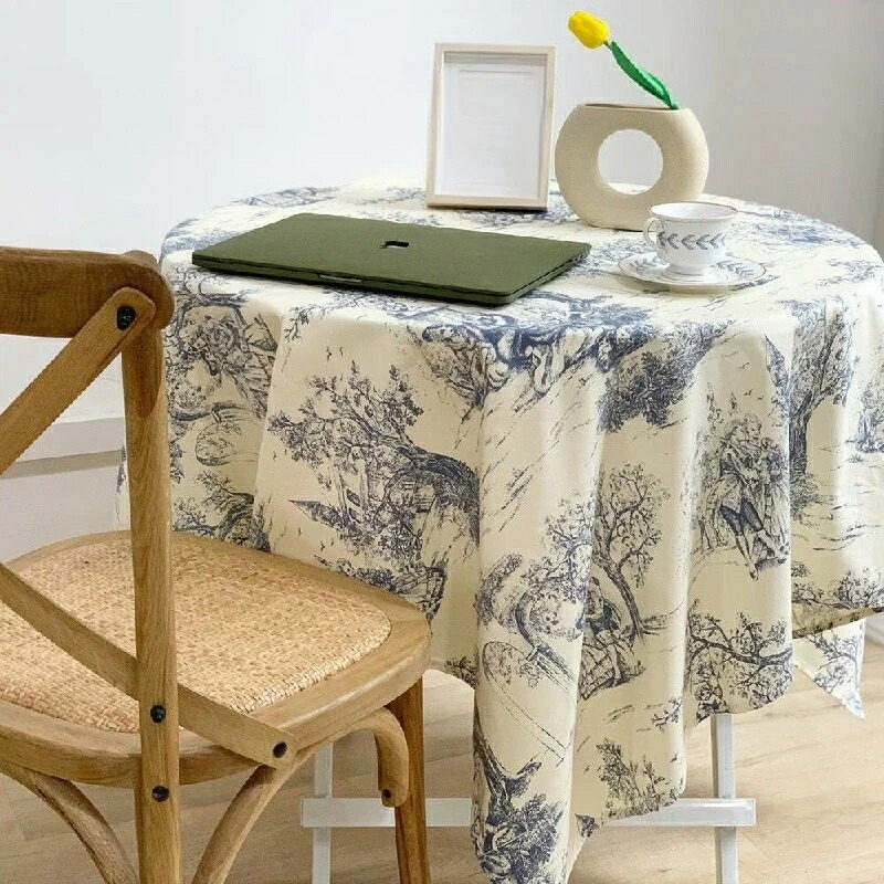 フレンチスタイル Toile de Jouy ジュイのキャンバス柄 綿麻テーブルクロス ピクニック布