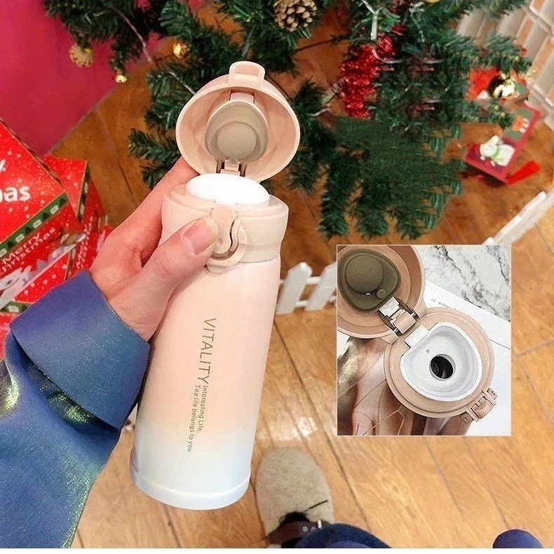 128 全2色 ステンレス 水筒 すいとう マグボトル ワンタッチ 保温 保冷 マグ ボトル 350ml 500ml 大人 お弁当 水分補給 直飲み オシャレ