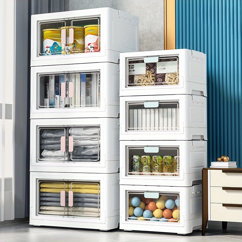 プラスチックックスドア付き添い人ーガナイザークローゼットワードローブスルームオフィスキッチンデスクのスタック