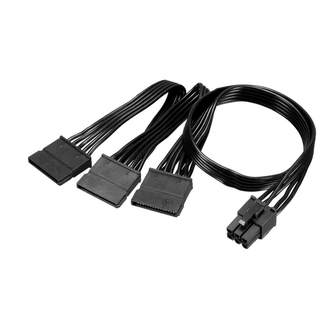 SATA電源ケーブル ハードドライブ用 6ピン-3 SATA電源ケーブル アダプタ ブラック