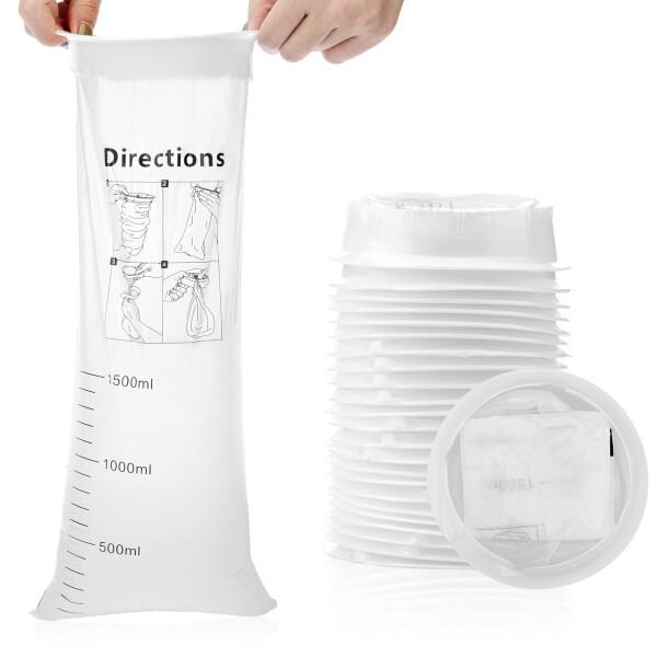 25個 持っていくおう吐袋 使い捨てバーフバッグ、1500ml白いこと 密集してエメシスバッグスナップ