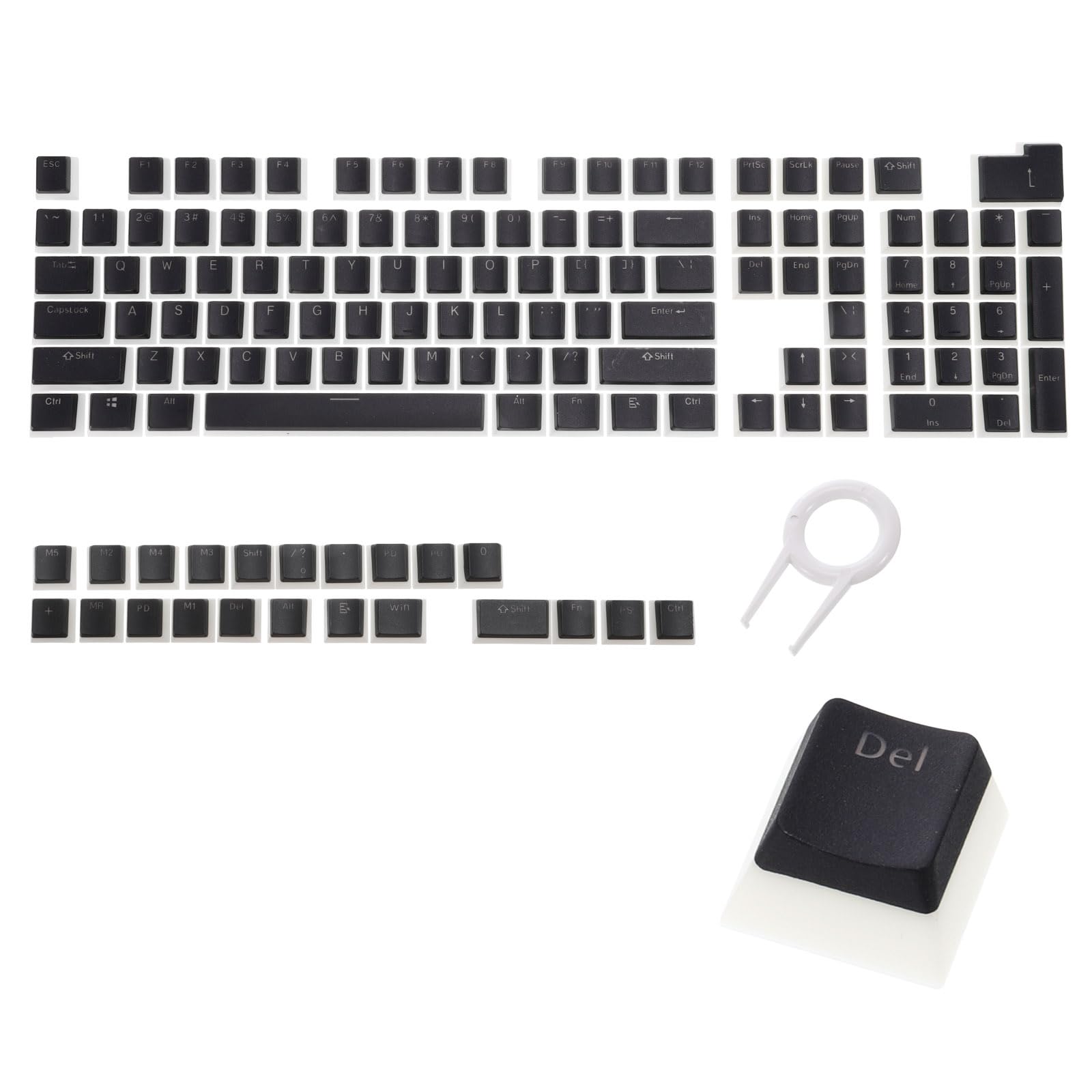 130キープディングキーキャップセット OEMプロフィール 60%PBT 61/63/64/68/75/82/84/87/96/98/104 機械式キーボードレイアウト用 キーキャッププラー付き ブラック ダブルショット