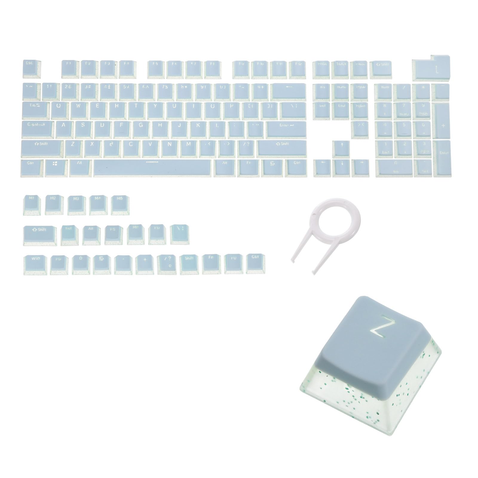 130キープディングキーキャップセット OEM横ずっぽう 60%ABS 61/63/64/68/75/82/84/87/96/98/104 機械類式キーボードレイアウト用 キーキャッププラー付き添い人 ティールブルー ダブル打つこと