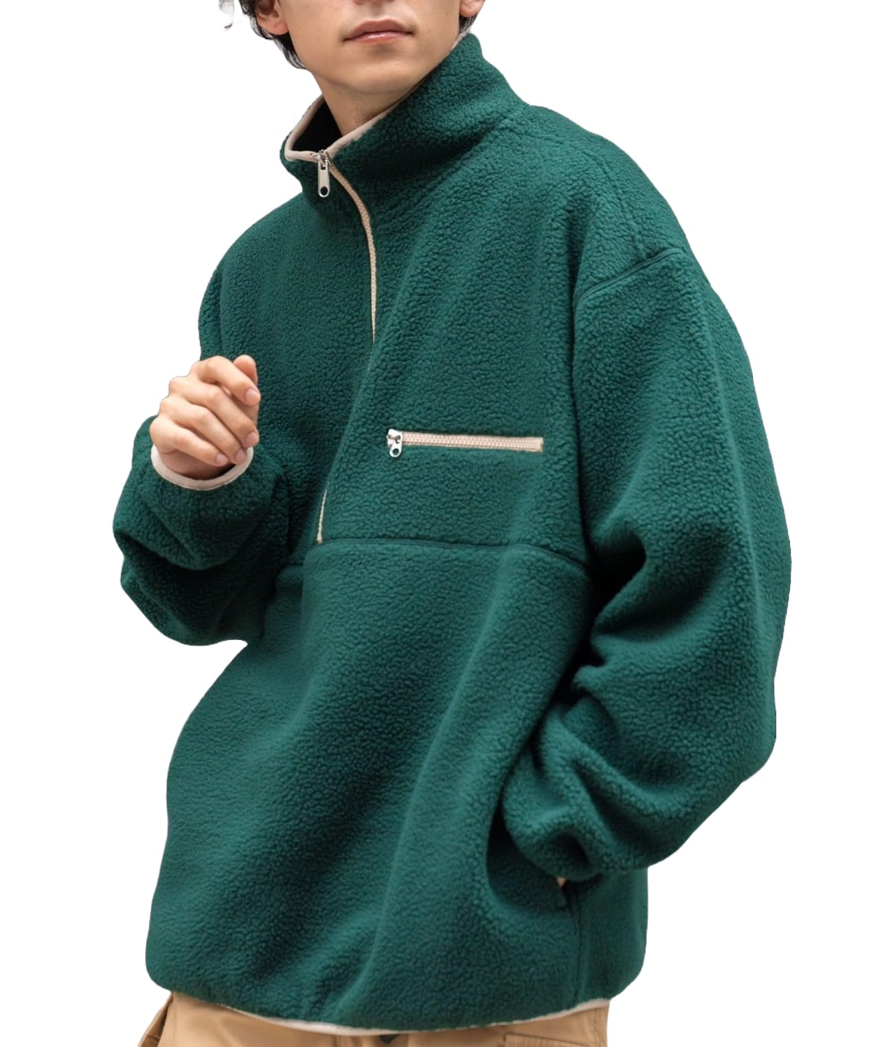 男女兼用 フリース ハーフジップ ティーシャツ 服 調教師 アウター トップス 表どおり 韓国 分かりやすい クリスマス差し上げ物 秋服 冬服 秋 冬 差し上げ物 差し上げ物 メンズ