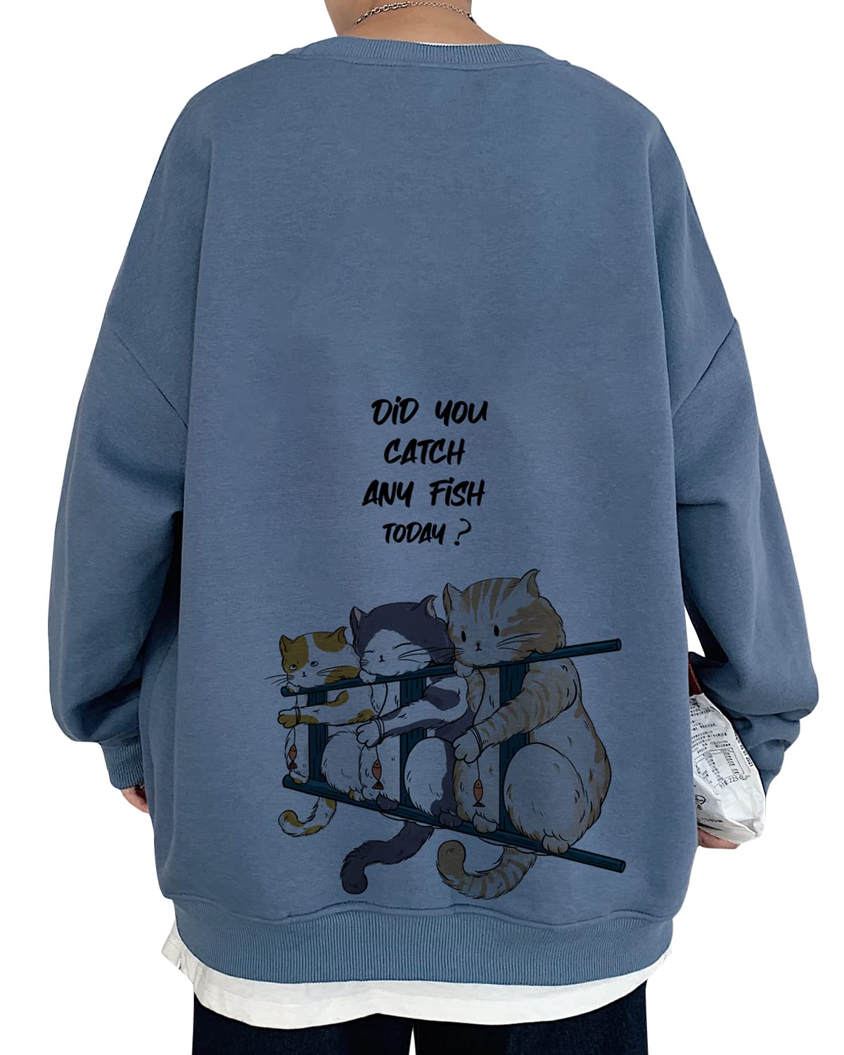 トレーナー メンズ スウェット ネコ 柄 バック プリント 秋服 Tシャツ 長袖 プルオーバー パーカー オーバーサイズ カジュアル ゆったり 無地 人気 柔らか く快適 ファッション 春 冬服|たねまるクローズショップ