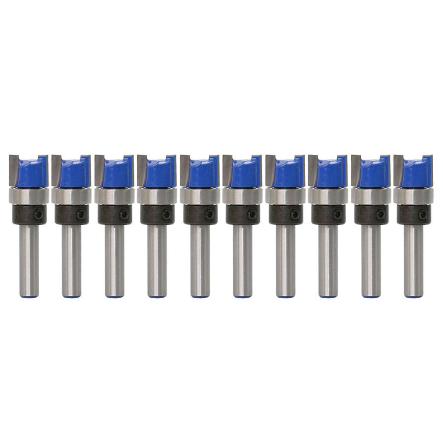 10x 6mmシャンクトップベアリングストレートフルートビットウッドフライスカッター電動工具