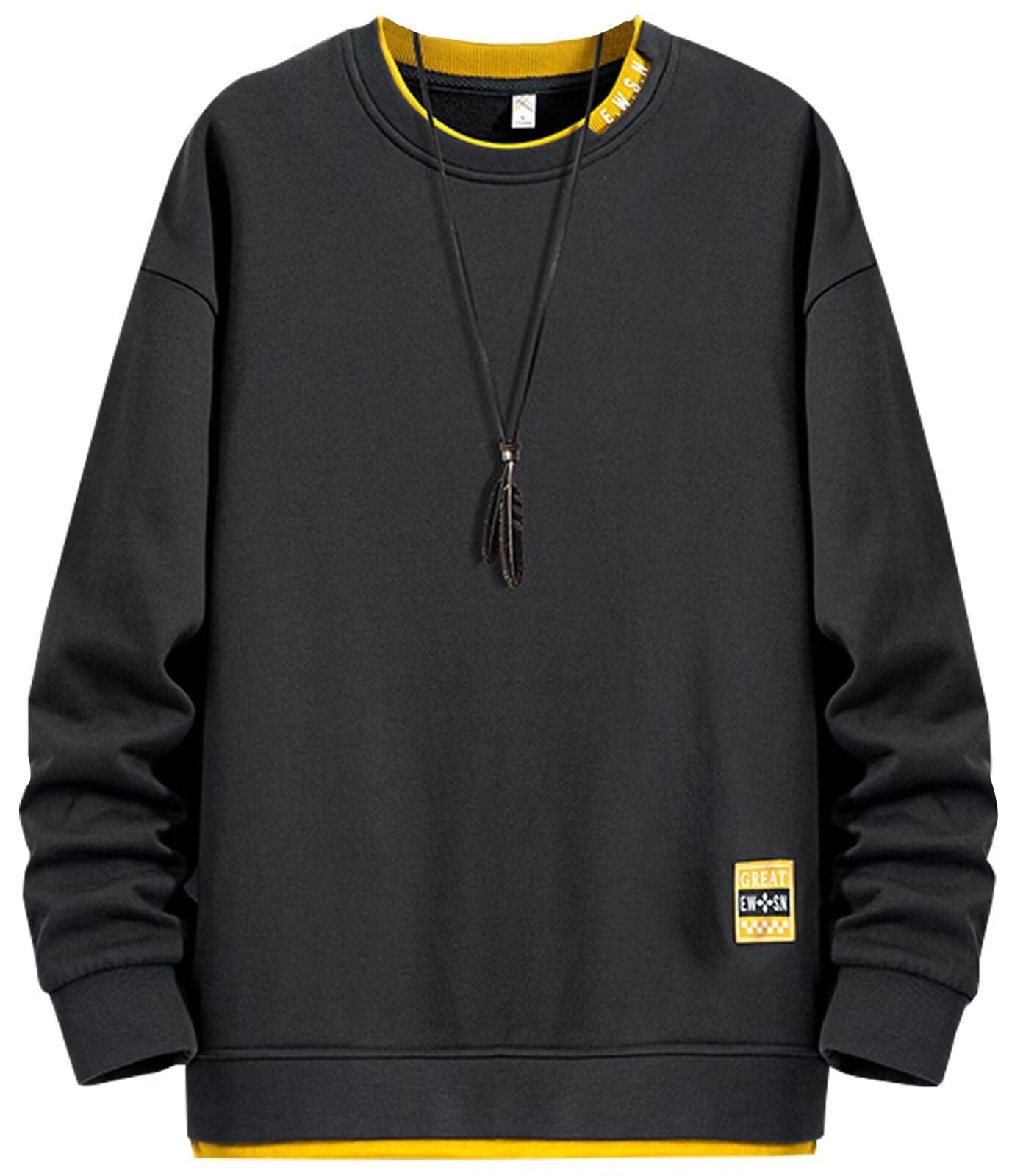 秋服 調教師 メンズ 馬鹿でかい大きさ L-8XL ティーシャツ 長袖 丸襟 花の冠yd 心地好い 無地 ビックシルエット 重ね着風 今めかしい ゆったり 落っこちる ロングtプルオーバー 心地好い 一般受け 春 冬服