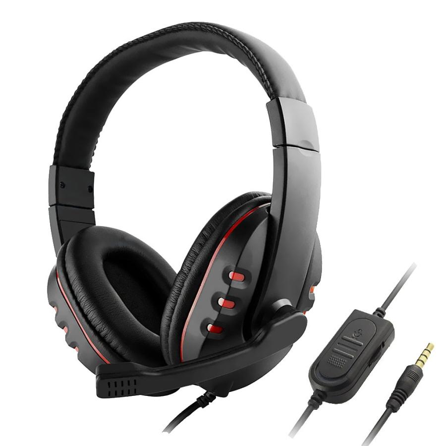 サラウンド サウンド   ステレオ  PC  ゲーム  ヘッドセット ＆ マイクロフォン  3.5mm マイク付き  2色選べる  - レッド
