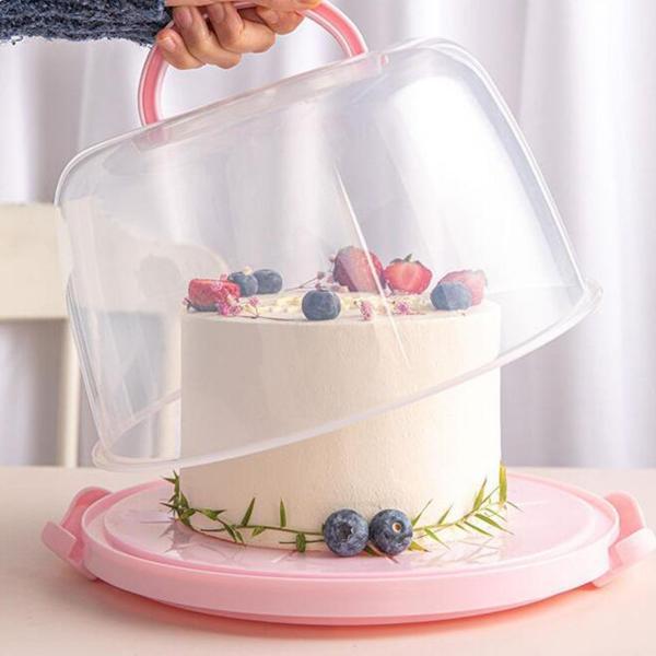 西洋菓子履歴 蓋と手持ち部分付き添い人 ポータブルケーキボックス ピクニックフルーツキャンプ用 10in