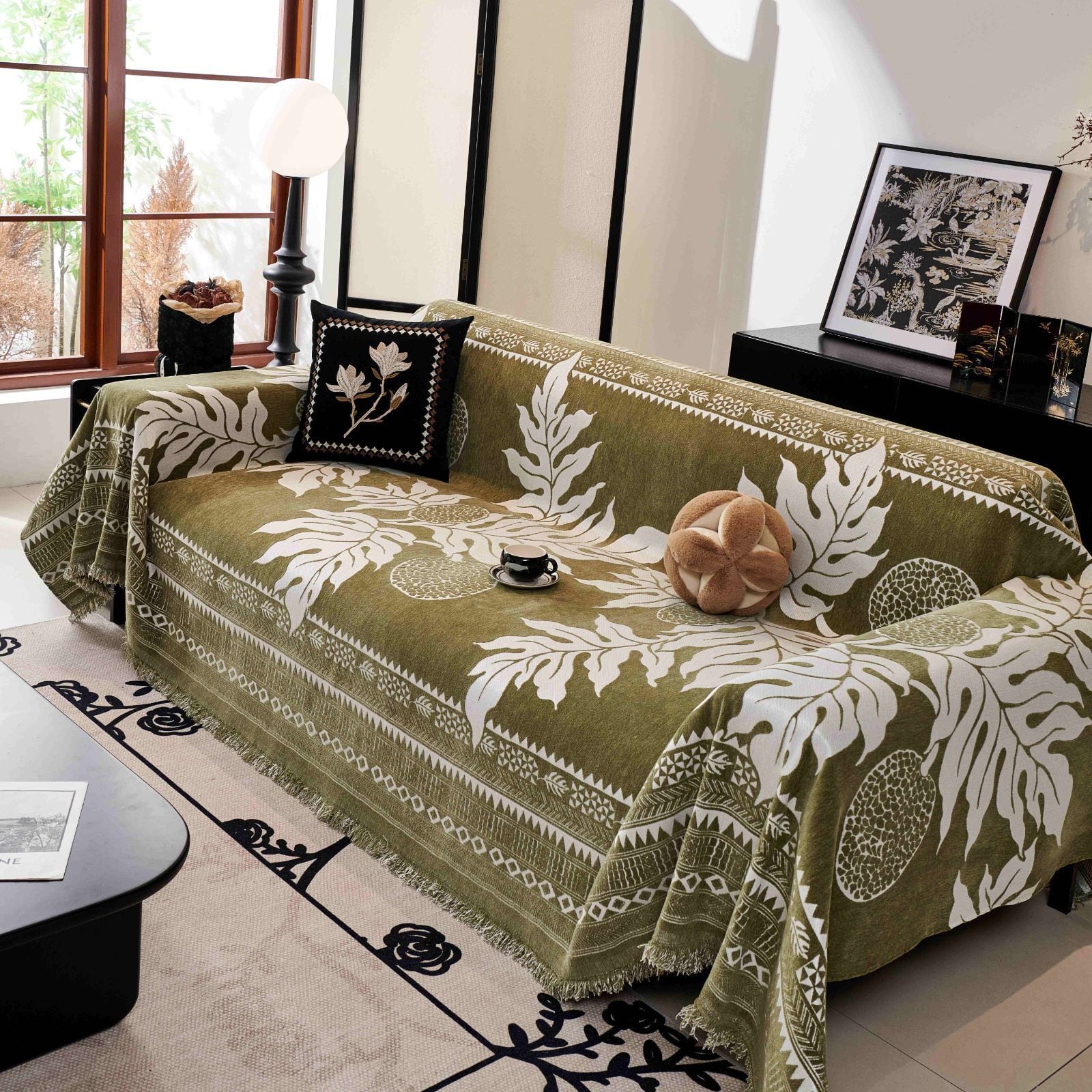 楽天市場】ジャカードソファカバー 260cm 180cm 一人掛け アメリカン