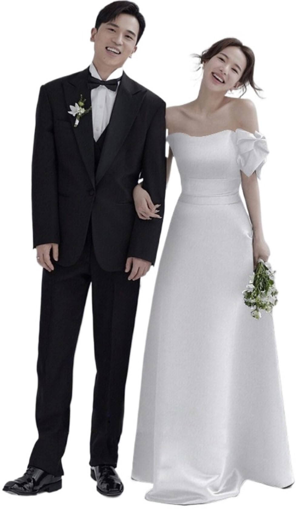 ウェディングドレス 黒 白 前撮りドレス イブニングドレス サテン ブラックドレス お呼ばれ 結婚式 ドレス オフショル リボン 蝶結び 二次会 花嫁 Aライン パーティードレス 写真?影｜たねまるクローズショップ