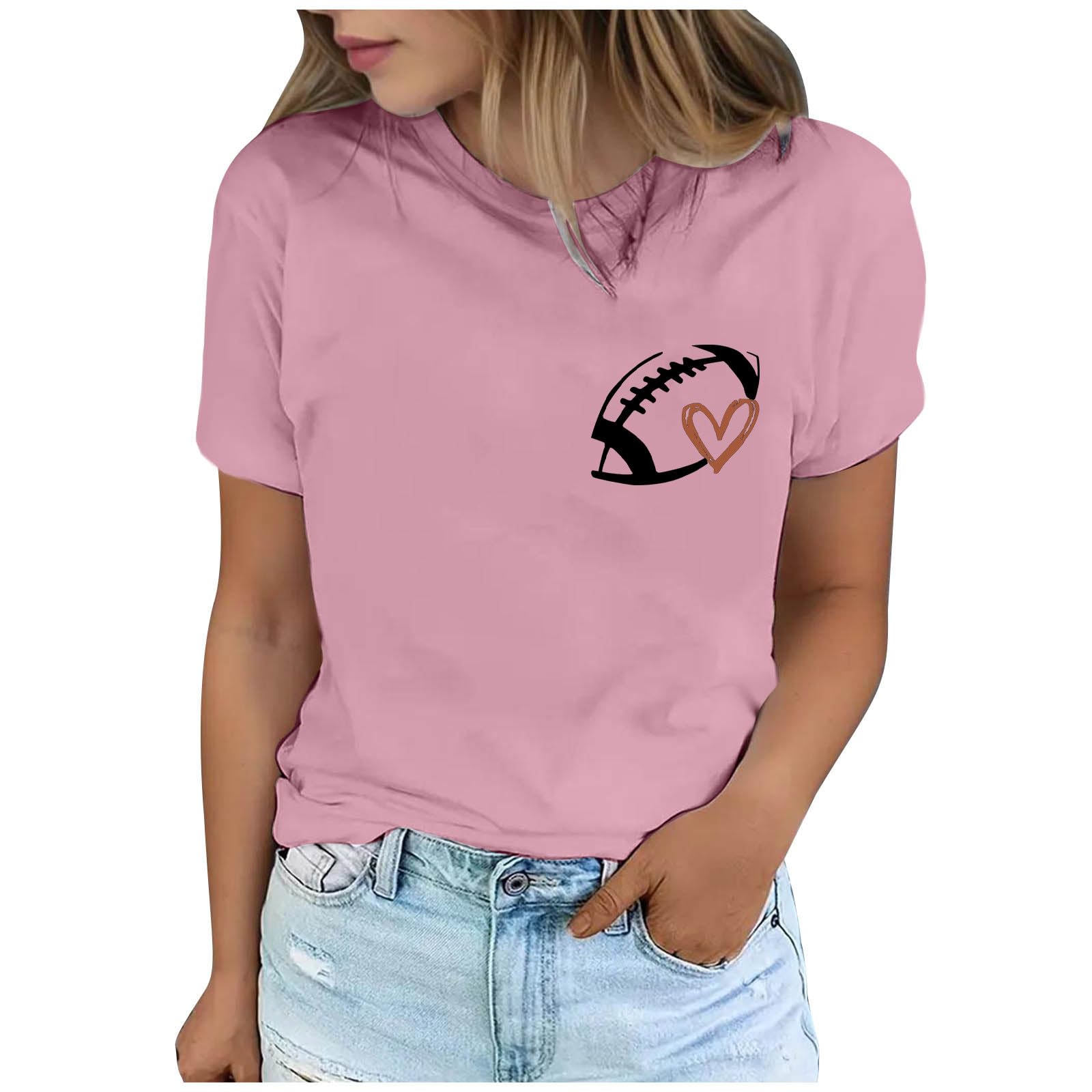 レディース トップス カジュアル ワーク 半袖 アウト ブラウス フットボール プリント シャツ Tシャツ 秋 服 女性用 6,446円