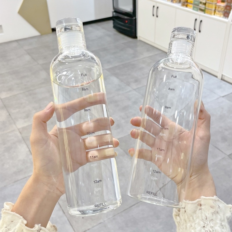 大容量タイムスケールガラス飲料ターゲットガラスボトルインスシンプルな水カップポータブルカップ｜たねまるクローズショップ