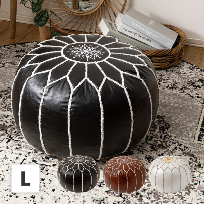 楽天市場】モロッコ プフ パイピング(スクエア) オットマン 本革 天然