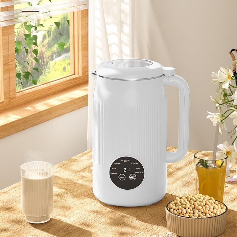 \"12時間予約・濾過不要\"豆乳機冷1.2L/熱1L濃厚豆乳/微圧豆乳/離乳食/米ペースト/湯/果汁/保温/洗浄お粥機ジャム作りスープ粉砕機能付き静音