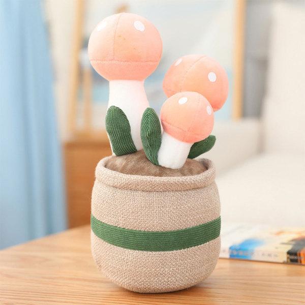 鉢植えのぬいぐるみぬいぐるみソフトドール家の装飾ライトピンクのキノコ｜たねまるクローズショップ