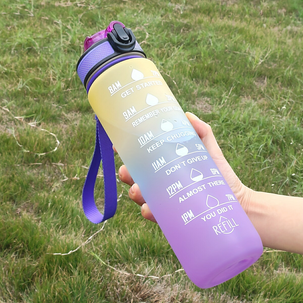 1pc 32薬局衡オンス（約 947.2ml）お水瓶、モチベーション 水もの水 瓶 麦わら付き添い人、目こぼし押しとどめる BPA 無償性 非病原性、アウトドア 相応うネス 体育館用