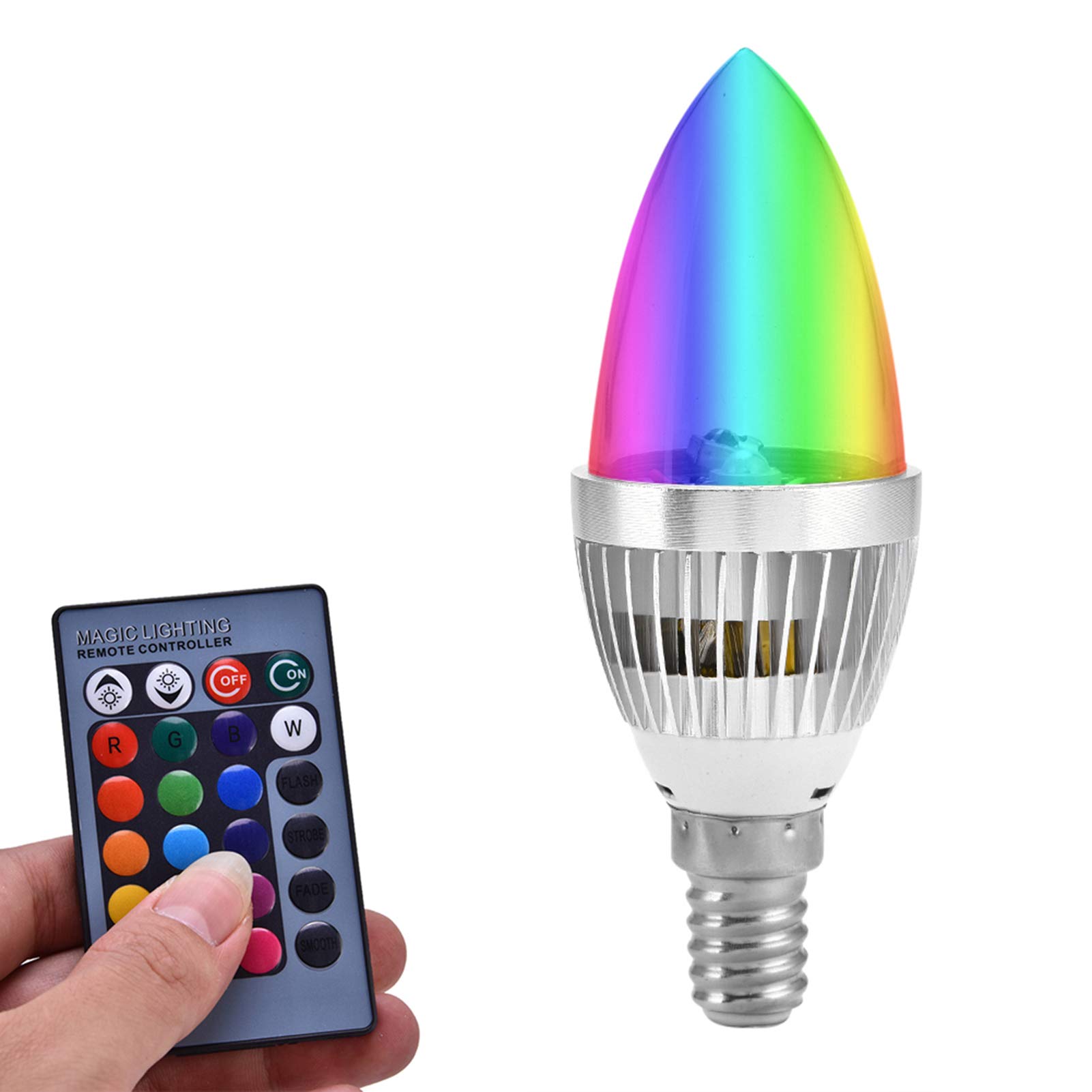 LED 電球色16色 LED ライトLED 色が変わる ライト ランプ電球と調色リモコン キット燭台電球 LEDカラーライト (E12)