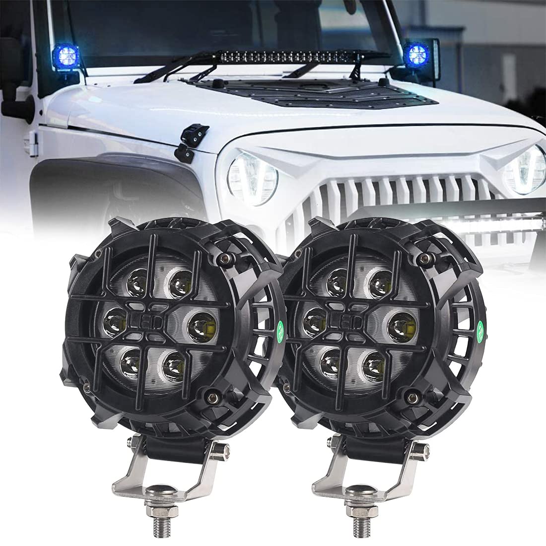インチ LED ワークライト 42W ライトポッド フォグランプ 作業灯 12V/24V 丸形 フォグランプ オフロードスポットドライビング フォグランプ For ジープクロスカントリー 15,053円
