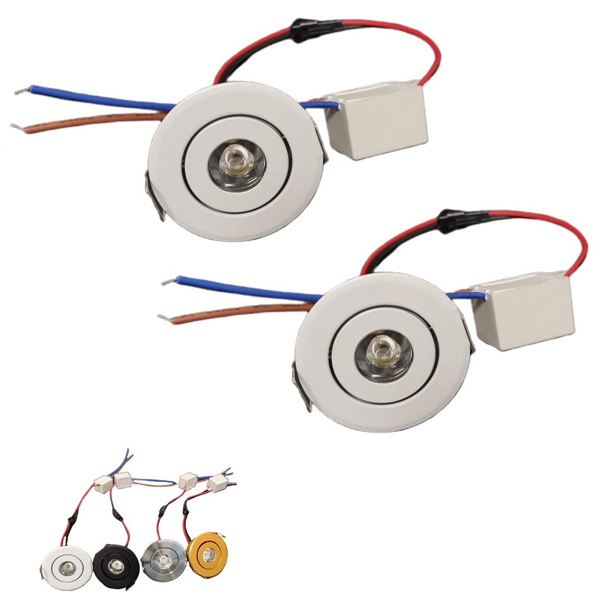 2個 埋め込み照明 DC 12V 1W ミニ LED 埋め込み天井ダウンライトキット 開口部 1.7-1.8インチ 天井ライト アルミニウム