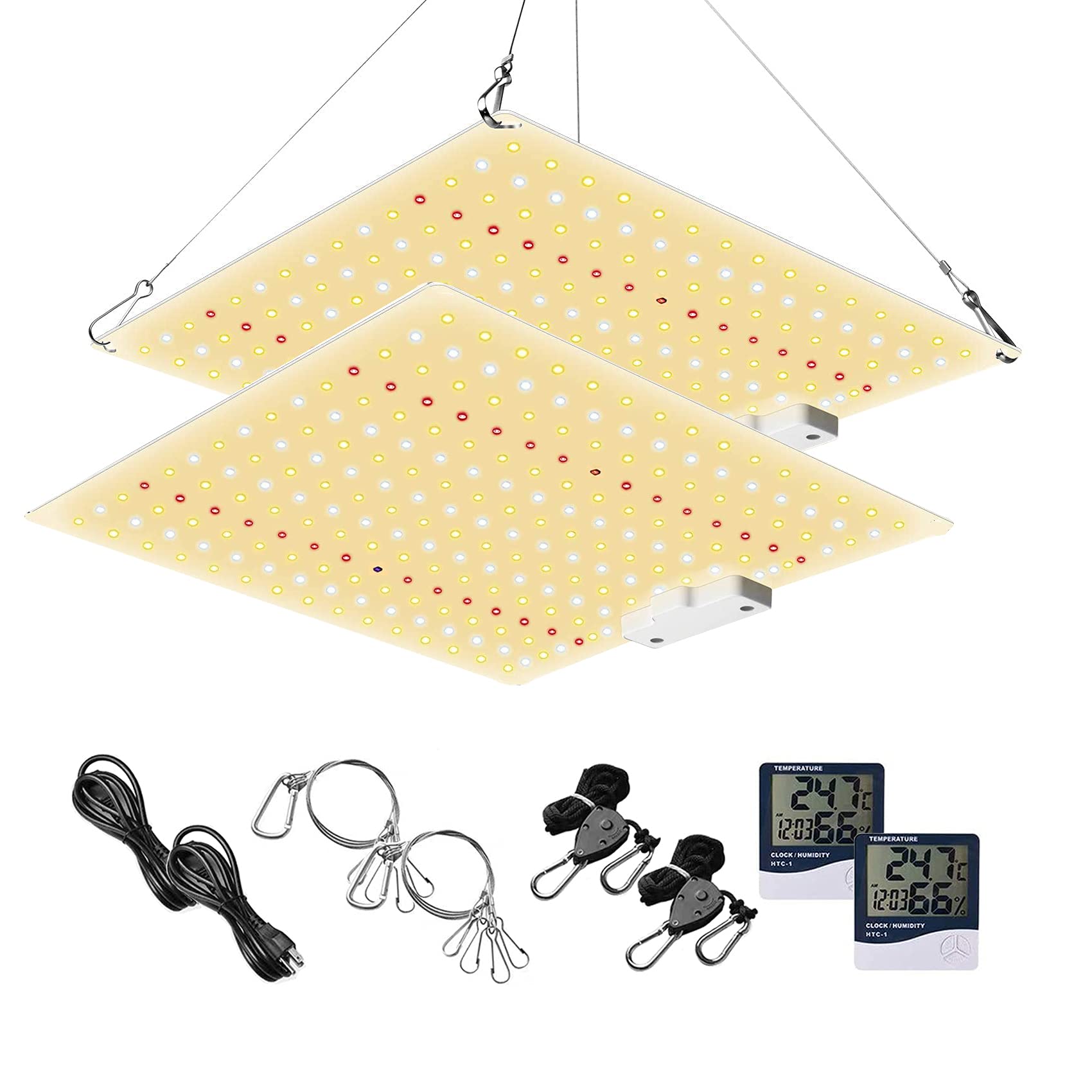 植物育成ライト LED光合成ライト 1200W LM281B+ ライトチップ フルスペクトル 光補足 調光可能 日照不足解消 超薄型 観葉植物 室内栽培照明用 植物成長促進 農業・園芸用 温度湿度計付き