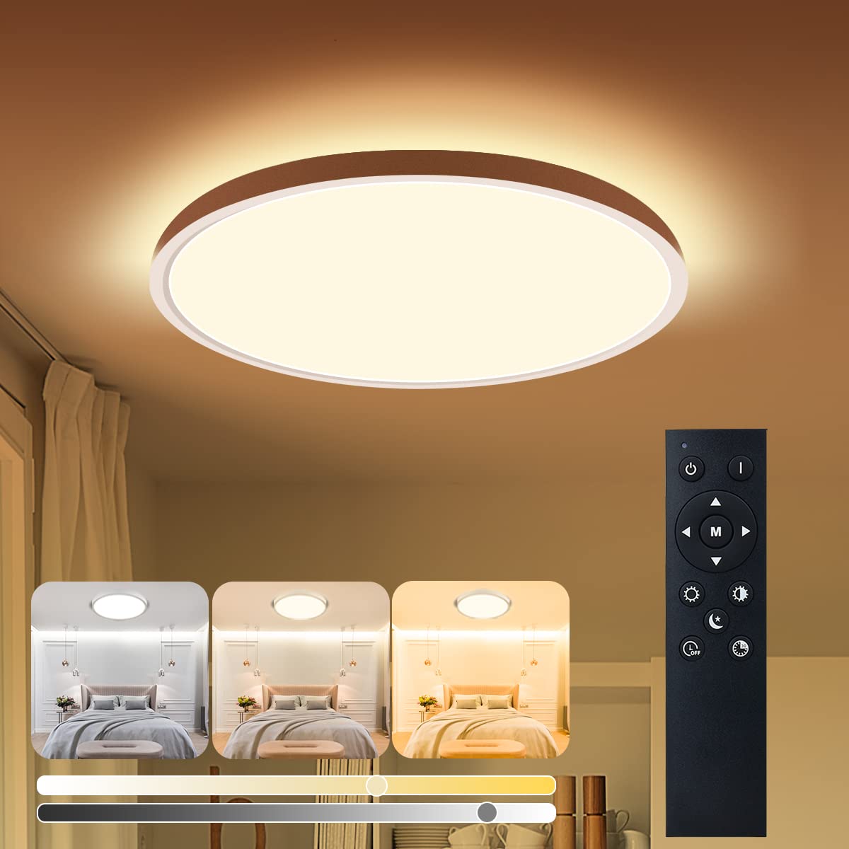 LEDシーリングライト6畳 28W 照明器具 天井 ledライト リモコン付 11段階調色/調光タイプ 昼白色-昼光色-電球色 ledライト2400Lm-2800Lm 常夜灯モード メモリ機能 タイマー (30分/60分) スリープタイマー 玄関部屋 寝室 和室 台所 洗面所 天井照明