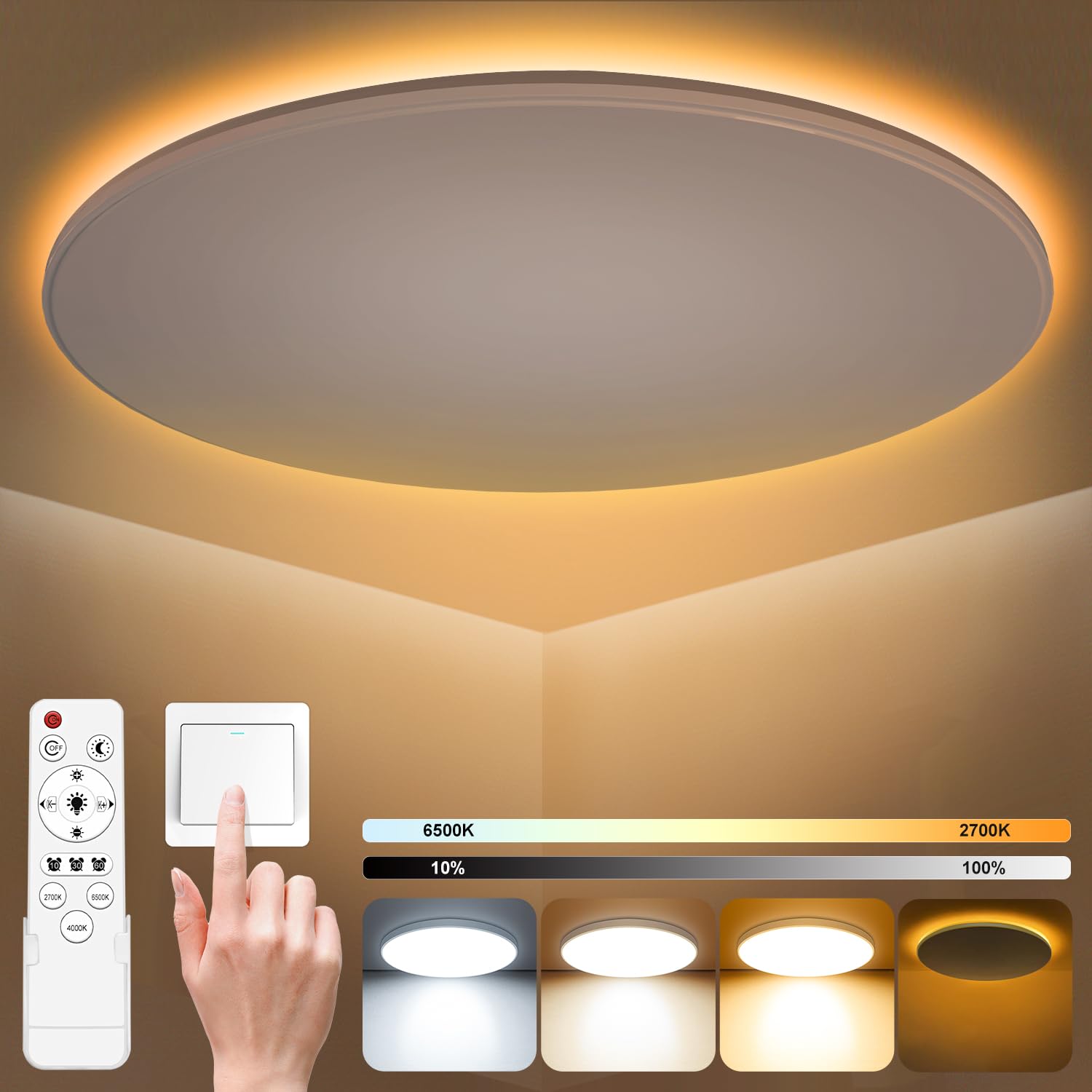 ledシーリングライト ~8畳 ~10畳 5500lm 間接光常夜灯 調光調色 昼白色 電球色 昼光色 リモコン付き タイマー設定 メモリ