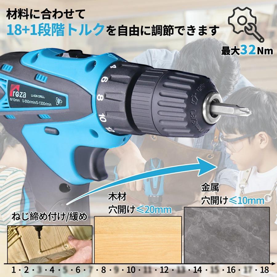 電動ドライバー 充電式 小型 12V大容量バッテリー 最大トルク25N.m 無断変速 正逆切替 18+1段階トルク調節 電動ドリル DIY家具組み立て電動工具 LED照明｜たねまるクローズショップ