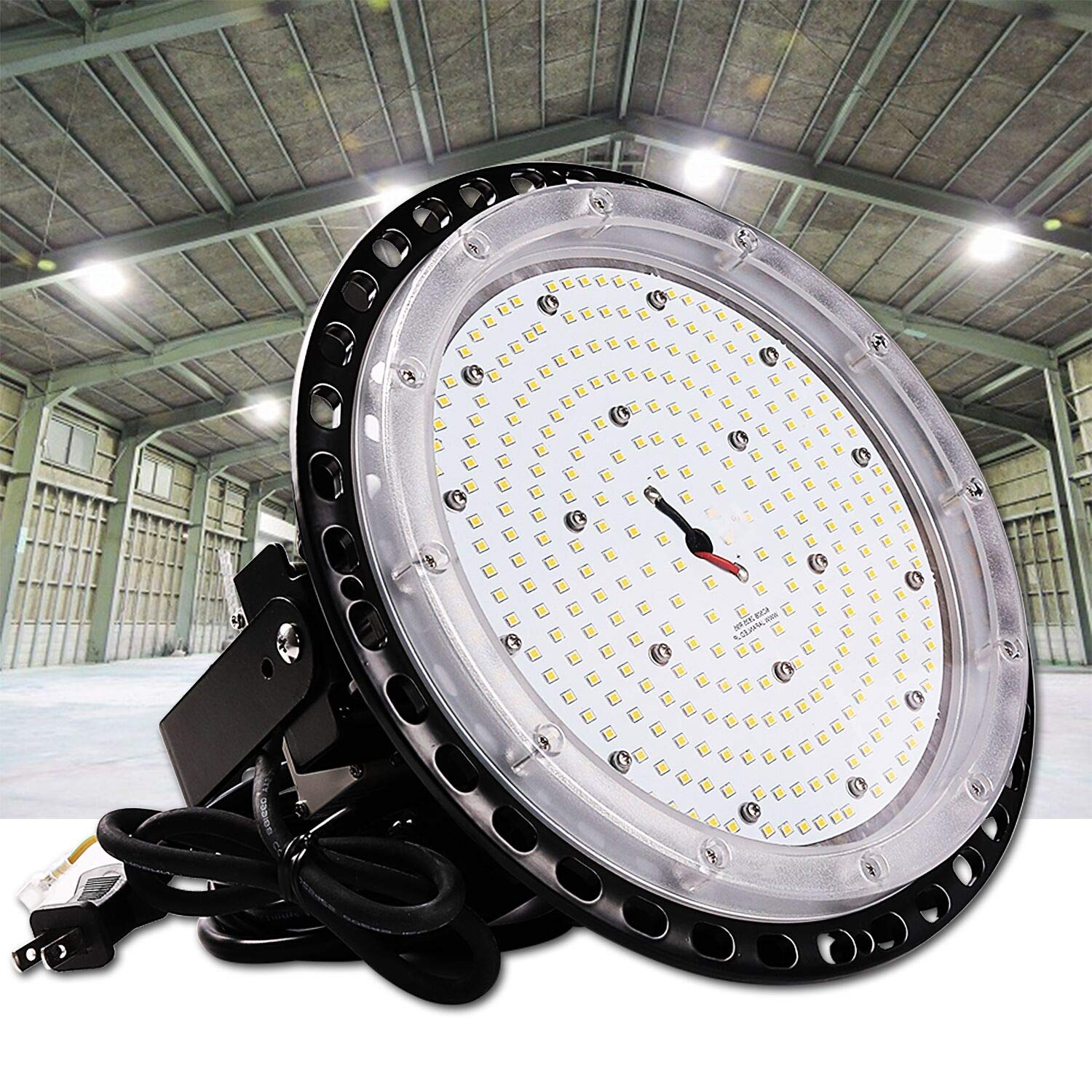 円盤型LED投光器200w ハイベイライト 工場用ledライト 吊り下げ型LED高天井灯 倉庫用led照明 消費電力200Ｗ プラグ付き32000LM IP65 2000Ｗ水銀灯代替 防水防塵 倉庫投光器 体育館 展覧会 駐車場 運動場 工場 倉庫 屋内屋外兼用